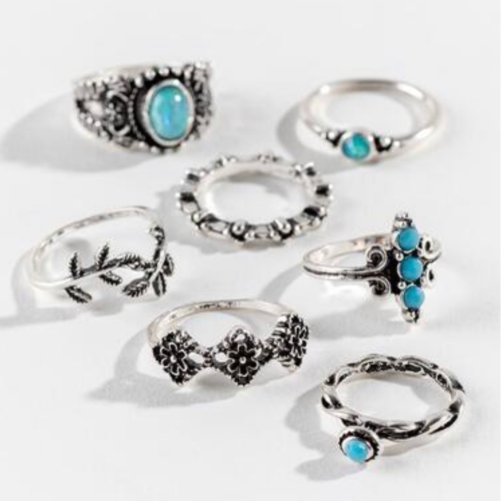 Francescas Boho Turquoise Ring Set - Assorted Sizes